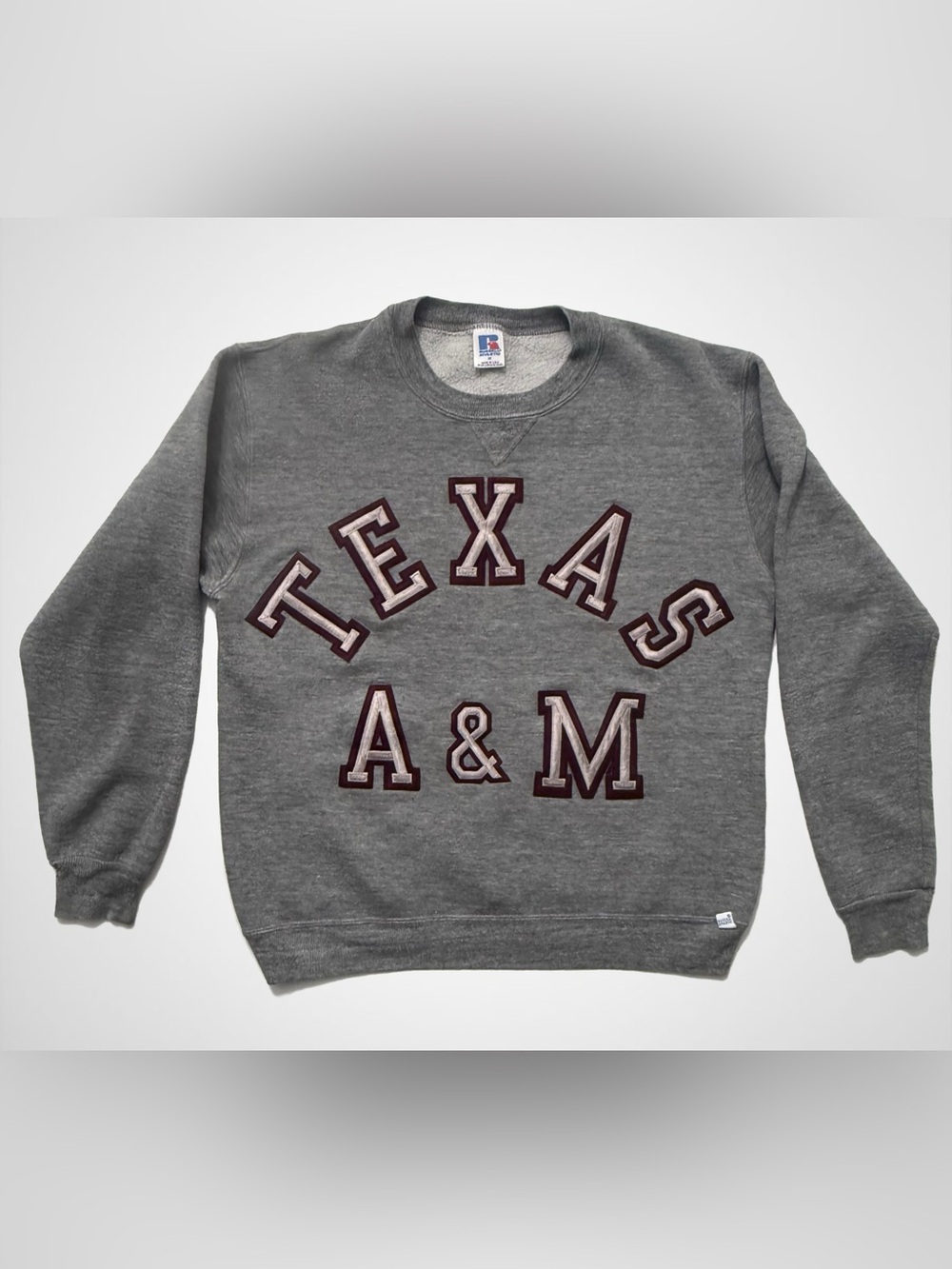 Vintage 90s Russell Athletic Texas A&M Crewneck Sweatshirt USA Made Grey M